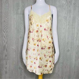 Vintage cacique lingerie floral silky teddy sleepwear nightgown size medium